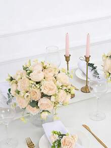3pcs Champagne Artificial Peony Flowers, Lifelike Fake Peony Bouquet With Stems, Suitable For Wedding Bridal Bouquet, Home Decor, Party And DIY Floral Arrangement, Non-Fading, Ideal For Spring/Summer Mother's Day Gift - Multicolor - View 1