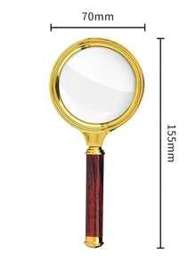10X Handheld Magnifier, 60mm/70mm/80mm/90mm Diameter Options, Faux Wood Handle, Gold Plated, Birthday/Graduation Gift - Multicolor - View 16