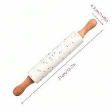 Rouleau à pâtisserie en silicone anti-adhésif Meoky avec motif bonbon coloré et manche en bois, rouleau à pâte de cuisine, convient pour le fondant, les biscuits, la pâte, la pizza, la tarte, le roulement de pâte lisse, outil de décoration de gâteau, idéal pour la pâtisserie à la maison, accessoire de pâtisserie mignon, convient aux débutants et aux passionnés de pâtisserie - Voir 9