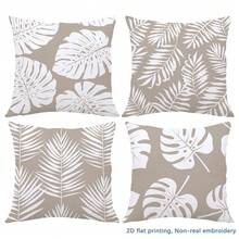 MEMNUN 4pcs Modern Simple Milk Tea Color Tropical Leaf, Monstera Leaf, Palm Leaf Print Pillow Covers [No Pillow Insert], 17.7*17.7in(45*45cm)/19.69*19.69in(50*50cm)/15.75*15.75in(40*40cm), [Single-Sided Printing], Made Of Polyester, Khaki Simple Green Plant Throw Pillow Covers For Sofa, Living Room, Bedroom, Car, Office, Hotel, Homestay Decor, Perfect Gift For Family And Friends - Multicolor - View 14