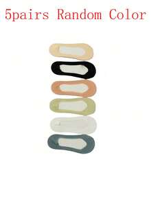 5 Pairs Women's Thin Non-Slip Boat Socks, Invisible Liner Socks For High Heels, Summer - Multicolor - View 9