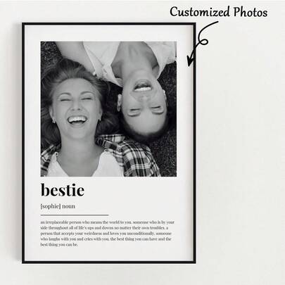 En anpassad canvasväggmålning, personlig ramlös poster, personlig bästa vän-fotomålning, personligt bästa vän-definitionstryck, väggkonsttryck, bästa vän-tryck, definitionstryck, födelsedagspresent, anpassad fotogåva, anpassad fotogåva, födelsedagspresent, anpassad present med foto, anpassad fotokanvasmålning