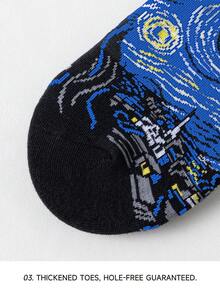 1 Pair Men's Colorful Starry Sky Patterned Personalized Artistic Design Breathable Sports Socks, Suitable For Travel, Home, Office, Holiday Gifts - Multicolor - View 8