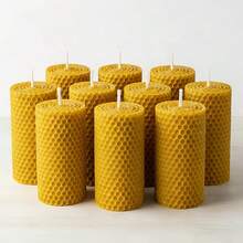 9pcs Small Beeswax Candles - White/Yellow, Handmade Honeycomb Candles, Suitable For Home Decor, Wedding Decoration, Dinner Table Ambiance - Beeswax Candles - 9 Pieces - View 3