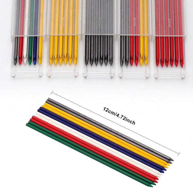 120 chiếc/10 hộp ruột bút chì màu 2.8mm, thích hợp để đánh dấu trên gỗ, kim loại, bê tông, đá và các bề mặt khác, dành cho công nhân xây dựng chuyên nghiệp. - Bộ - Xem 6