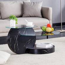 Coffee Tables - Black + Transparent + MDF+Glass-1 - View 12