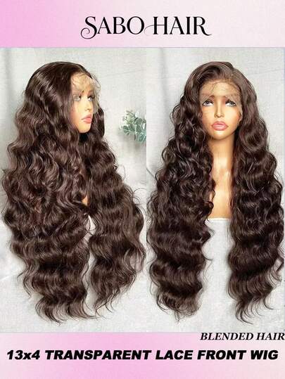 200% Density Body Wave 13x4 Lace Front Wig HD Lace Human Frontal Hair HD Transparent Lace Wigs Pre Plucked With Baby Hair For Women Blended Hair Wigs Bleached Knots Natural Hairline For Women High Density #4 Brown Color
