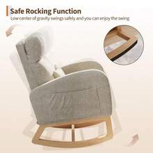 Huisuilinss Nursery Rocking Chair With/Without Footrest,Modern Glider Rocking Chair With Side Pockets And Pillow,Accent Armchair,Nursery Chair For Living Room Bedroom Nursing Room - Light Gray Linen Without Footrest - View 4