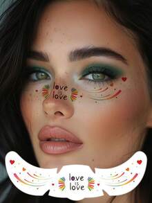 6 piezas Tatuajes temporales de rostro pecoso arcoíris, pegatinas de tatuaje arcoíris resistentes al agua, maquillaje del orgullo LGBTQ+, festival, fiesta, vacaciones de verano - Multicolor - Ver 6