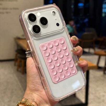 1个可爱糖果色吸盘透明手机壳，兼容 17 Pro Max 16 15 14 13 12 Pro Max 14 15 16 Plus 11，二合一透明可爱防震边框后盖