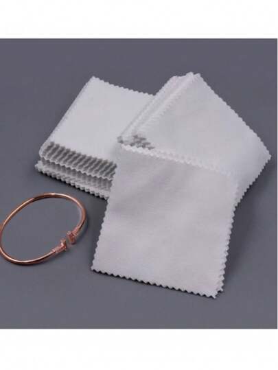 100 chiếc khăn lau trang sức bạc màu trơn mới, khăn lau trang sức chống oxy hóa, khăn lau đồng hồ [Thông số kỹ thuật chính: Xám = Trắng (Hàng số lượng lớn)]