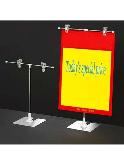 1 chiếc giá đỡ trưng bày áp phích hình chữ T bằng thép không gỉ có thể điều chỉnh, giá đỡ áp phích quảng cáo để bàn, thích hợp cho biển hiệu kinh doanh và cửa hàng.