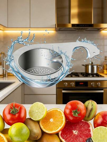 2件套（201不锈钢）厨房水槽沥水篮，带可拆卸颗粒过滤器 - 悬挂式沥水架，无食物残渣，易于清洁 - 可用洗碗机清洗，节省空间 - 适用于标准水槽 - 厨房水槽配件，收纳篮，紧凑型收纳，经久耐用，带碎屑过滤器，专为爱干净人士设计