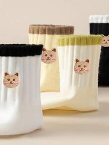 1/5 perechi șosete de gleznă drăguțe, respirabile, absorbante, colorate, cu desene animate de iepure, la modă, versatile - Multicolor - Vizualizare 8