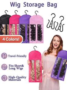 Wig Storage Bag 2 Sizes 80cm Long/60cm Short, Extra Large Waterproof Wig Organizer With Zipper Window, Dust Proof Wig Holder For Hair Extensions, Travel Wig Storage Pouch For Long Short Curly Wigs - Multicolor - View 3