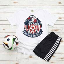 USA Soccer Cr Est World Cup 2026 T-Shirt _ Red White And Boot It Vintage Badge Tee For Patriotic Foot - 白色 - 查看 1