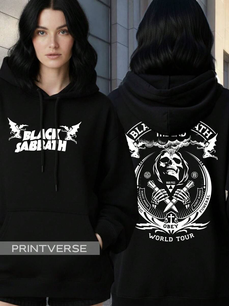 Black Metal  Kangaroo Tribute Hoodie, The End World Tour, Heavy Metal Band - 黑色 - 查看 1