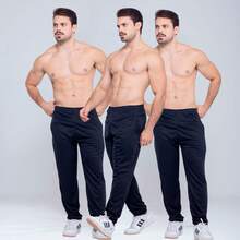 Kit 3 Calça Dry Fit Esportiva Masculina Slim Academia Treino - Preto - Visão 1