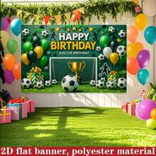 2D Piatto 1 pezzo Sfondo in Poliestere per Compleanno di Calcio per Ragazzi, Palloncino Trofeo Porta da Calcio, Sfondo Fotografico con Silhouette Sportiva, Uso Interno/Esterno, Perfetto per Festa di Compleanno a Tema Calcio per Ragazzi, Celebrazione di Compleanno per Appassionati di Sport, Decorazione Tavolo dei Dolci, Fotografia di Compleanno, Disponibile in Più Dimensioni - A - Visualizzare 7