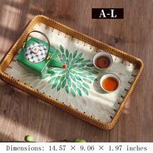 1pc Southeast Asian Handmade Rattan & Shell Square Tray, Breakfast, Afternoon Tea Decor Tray, Fruit Plate, Home Living Room Snack Storage Tea Tray - Multicolor - View 22