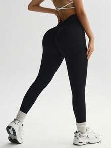 Quần yoga nâng eo cạp cao dành cho nữ, quần legging tập thể dục mềm mại như mây giúp định hình vòng eo và bụng. - màu đen - Xem 3