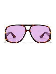 1pc Unisex Square Large Frame High-Quality Personalized Minimalist Fashionable (Suitable For Driving, Casual, Travel, Party, Daily Use) - Tortoise Shell Frame Purple Tablet - View 3