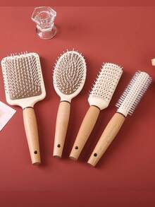 1-4 pezzi Set di spazzole per capelli con motivo in legno, include: spazzola massaggiante, spazzola districante, spazzola arricciacapelli, pettine a denti larghi, spazzola styling, spazzola con punta, spazzola massaggiante antistress per il cuoio capelluto, set di spazzole professionali per la cura dei capelli, set da viaggio portatile, strumenti per acconciature, spazzola per arricciare - Multicolore - Visualizzare 9