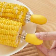 2/4/6 pezzi Spiedini per mais in acciaio inossidabile durevoli | Design bicolore (giallo) | Utensili da cucina, adatti per grigliare, friggere e cuocere al forno - Utensili da cucina, accessori per barbecue, design bicolore, materiale facile da pulire - Multicolore - Visualizzare 7
