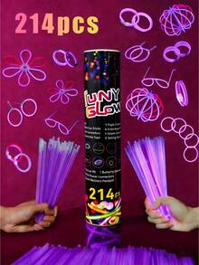 214 piezas Cubo de Varitas Luminosas Moradas, Viene con Conectores para Formar Diferentes Formas, Luminoso de Larga Duración, Accesorios de Animación para Conciertos, Brilla en la Oscuridad, Decoraciones para Fiestas, Juego de Varitas Luminosas Multicolor, También Adecuado como Regalos de Cumpleaños, Decoraciones para Fiestas, Juguetes Luminosos para Adolescentes, Decoraciones Luminosas - Púrpura - Ver 10