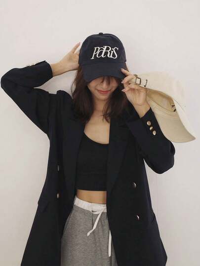 Mũ lưỡi trai thêu chữ, kiểu dáng tương tự như mũ của các blogger, mũ mềm unisex, mũ chống nắng thời trang cho hoạt động ngoài trời, dành cho nữ.