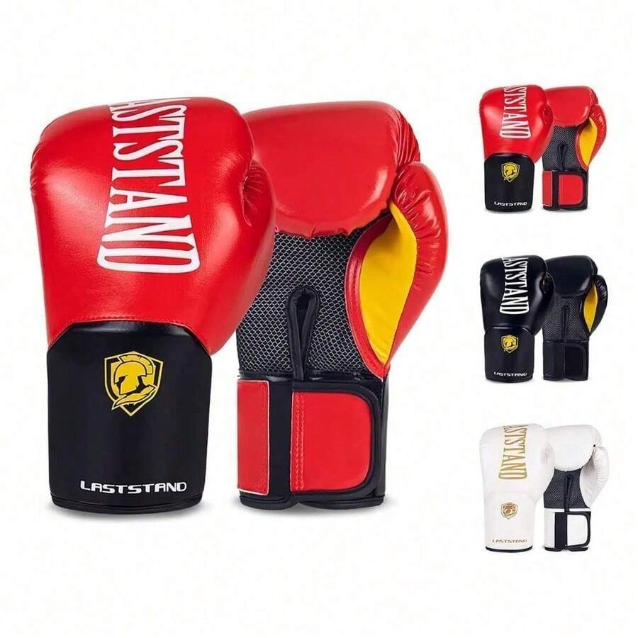 Guantes de Boxeo Profesionales para Kickboxing | 8/10/12/14 Oz | Color Negro, Alta Protección y Durabilidad - Rojo - Ver 1