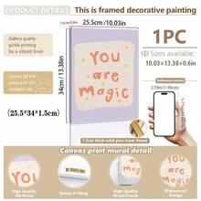1件帆布壁畫，兒童房裝飾畫框，"You Have Magic" 正面激勵藝術品，附靈感名句，適合兒童房、嬰兒房、新生兒禮物、春夏裝飾、托兒所、幼兒園、男孩房、女孩臥室，可愛有趣的兒童房藝術，明亮時尚的牆面裝飾 - 彩色 - 查看 18
