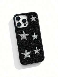 Funda de teléfono minimalista con patrón de estrella negra, 1 pieza de funda protectora de teléfono de color negro sólido con estrella de rhinestone 2 en 1 con orificio para lente, compatible con iPhone 17, 16, 15 Pro Max, 14, 13, 12, 11 Series, patrón de estrella de rhinestone, funda de teléfono minimalista y de moda, regalo de cumpleaños para fiesta,mobile phones, bags, mobile accessories, phone cases, room decoration, accessories, transparent phone cases, summer, phone straps, men's phone cases, black phone cases, pink phone cases, mobile case for men, mobile case for women, mobile phone protection, beach accessories, strawberry treats, phone protection covers. - Estilo (1 pieza) - Ver 3