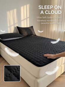 1pc Waterproof Quilted Incontinence Mattress Pad - Geometric Grid Pattern, Minimalist Design, Waterproof & Leakproof, Suitable For Single/Double/King Size Beds, Ideal For Home, Hotel, Pet Facilities, Nursing Care (Pillow Case Not Included) - Waterproof Diaper Pad - Black - View 3