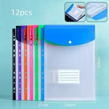 12 pezzi Cartelle espandibili - Formato A4 con 11 fori, buste in plastica con bottoni a scatto e etichette scrivibili, scomparti espandibili da 2 pollici - Adatte per raccoglitori scolastici, ufficio domestico, documenti da viaggio, registri presenze - Borse portadocumenti con più fori - Borse di grande capacità - Organizer portatili per documenti - Forniture per studenti - Articoli essenziali per il viaggio di lavoro - Set - Visualizzare 7