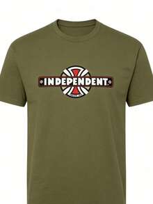 Independent Trucks Retro 90s Skateboard Graphic T-Shirt - White Crew Neck Tee With Black & Brown Emblem Print,Washable For Men, Teens, Skate Culture - 綠色 - 查看 3