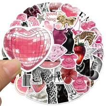 50 miếng dán hình cô gái may mắn màu bạc, chống thấm nước, hình hoạt hình trang trí, thích hợp để dán lên sổ kế hoạch, album, sổ tay, hành lý, đàn guitar, bình nước, ốp điện thoại, đồ tự làm. - Hồng - Xem 6