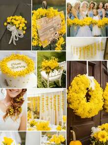 1-48pcs Artificial Yellow Baby's Breath, Bridal Bouquet, Silk Faux Flowers, Wedding Party Decor, Living Room Decor, Room Decor, Bathroom Decor, Wedding Floral, DIY Home Garden Office, Valentine's Day, Birthday Graduation Gift, Artificial Plants, Table Centerpiece Decor, Birthday Party, Holiday Decor Anniversary, Cafe, Office, Garden, Balcony Decor, Fake Flowers - Yellow - View 7