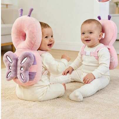 1 pieza Almohada protectora con forma de abeja para bebés que aprenden a caminar, protector de cabeza para andador de bebé - Ultra suave, transpirable, ajustable, almohadilla de protección anticalda, lavable a máquina, fibra de poliéster suave para bebés de 6 a 36 meses