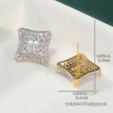 Elegant Minimalist Square Stud Earrings, Inlaid With Synthetic Zirconia, Exquisite Jewelry, Suitable For Daily And Formal Occasions, Also An Excellent Gift For Women - Silver - View 6