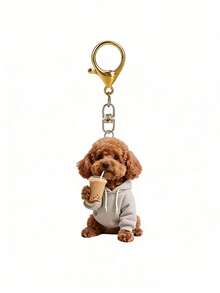 2D Flat Cute Brown Teddy Dog Drinking Milk Tea Pattern Keychain, Cute Pet Dog Milk Tea Cup Aesthetic Keychain, Suitable For Couples, Dog Owners Birthday, Mother's Day, Back To School Gifts, Durable And Lightweight, Applicable For Car Keychain, Phone Keychain, Backpack Wallet Keychain Decoration - One Size Fits All - View 14