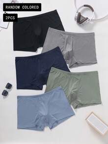 2pcs Men's Plus Size Boxer Briefs, Milk Silk Fabric, Breathable, Soothing, Comfortable, Random Color - Multicolor - View 1