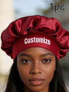 Custom Text Satin Bonnet, Personalized Hair Bonnet Elegant Minimalist Night Care Cap, Customized Soft Sleep Hat Gift For Mothers Day Birthday Anniversary, Customizable Beauty Hair Wrap For Women Wife Bedroom Night Routine Gift, Bathroom, Everyday Life, Couples - Multicolor - View 10
