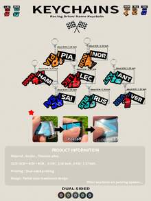 F1 Driver Name Keychain Racing Keychain Racing Sports Keychain RUS, PIA, SAI, LEC, Lando Driver Keychain Suitable For Fans - Multicolor - View 4