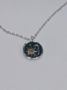 1件复古日月锆石装饰女士项链 - 銀色 - 查看 2