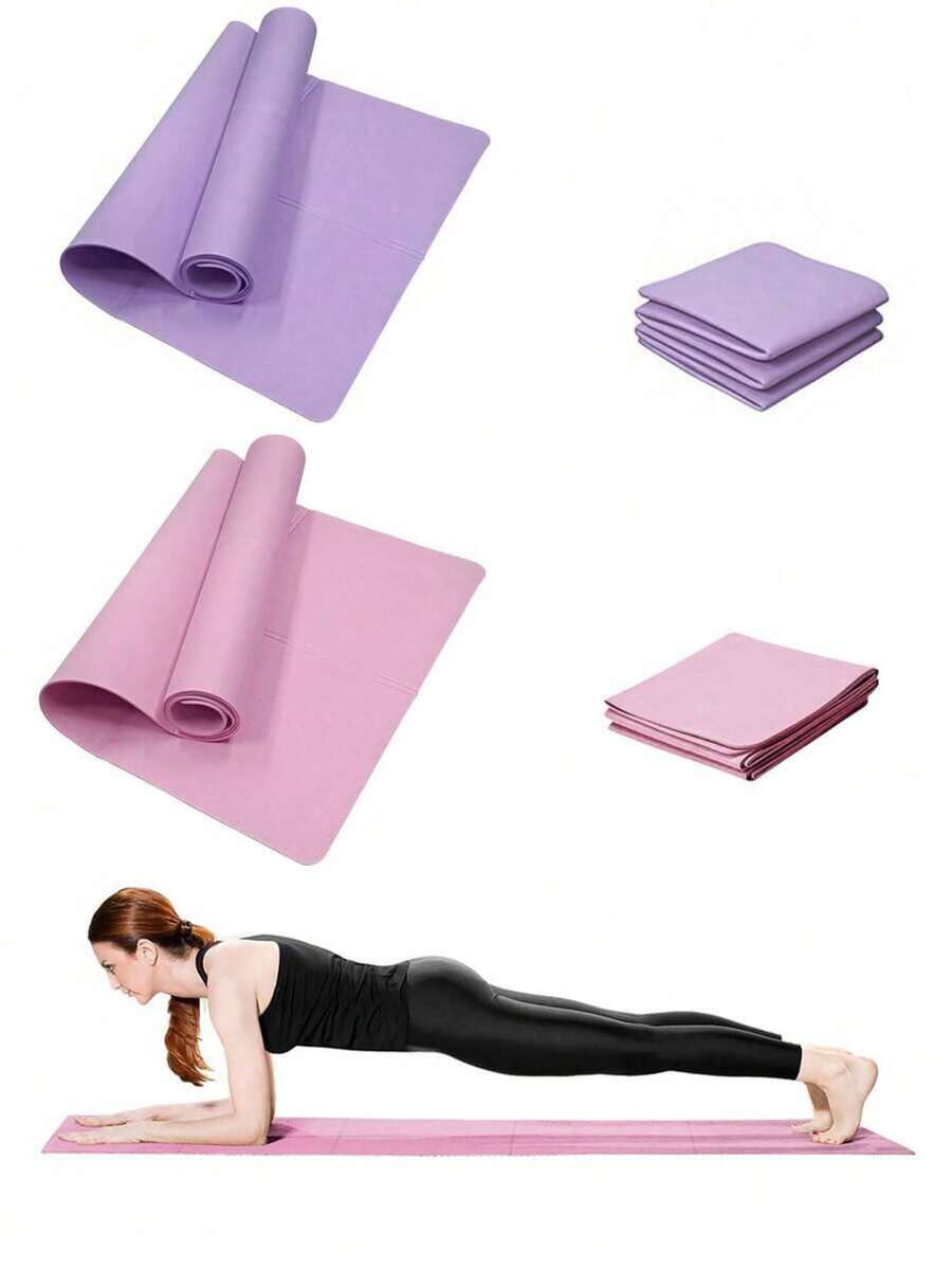 初学者EVA瑜伽垫，健身运动舞蹈瑜伽纯色瑜伽垫，带绑带健身垫，适用于体操、普拉提，可折叠包装，家用健身垫，俯卧撑垫，瑜伽护膝/平衡垫，健身地板垫，健身套装，适合母亲节、生日、圣诞节礼物
