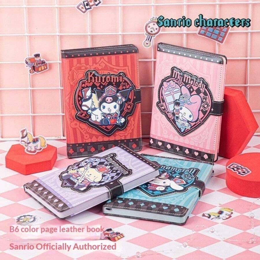 Official Family B6 Colorful Leather Notebook, Cute Color Pages Magnetic Clip Journal - Random Book - View 1