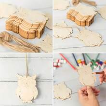 Hollow Wooden Owl DIY Craft, Colorful Painted Woodwork, Children's Graffiti With Hole For Rope Decor Hanging Gift - Multicolor - View 5