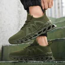 Zapatos casuales de malla transpirables para hombre, zapatillas de running ligeras, zapatos deportivos cómodos - Verde - Ver 8