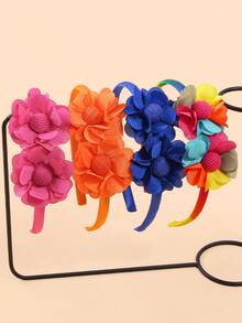 Conjunto de 4 tiaras de flores para meninas, tiaras de tecido coloridas com flores, acessórios de cabelo fofos para festas de aniversário, feriados e uso diário. - Multicolorido - Ver 6